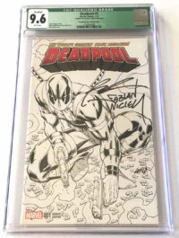 CGC 9.6 DEADPOOL (2016) # 1 Sketch VARIANT Signed by Rob Liefeld & Fabian Nicieza