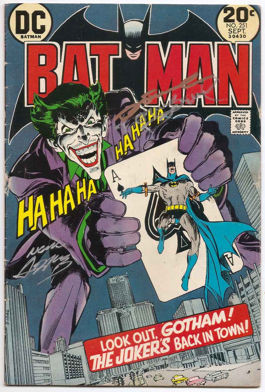 Batman # 251 SIGNED by Neal Adams & Dennis O'Neil Classic Joker - Brooklyn  Comic Shop