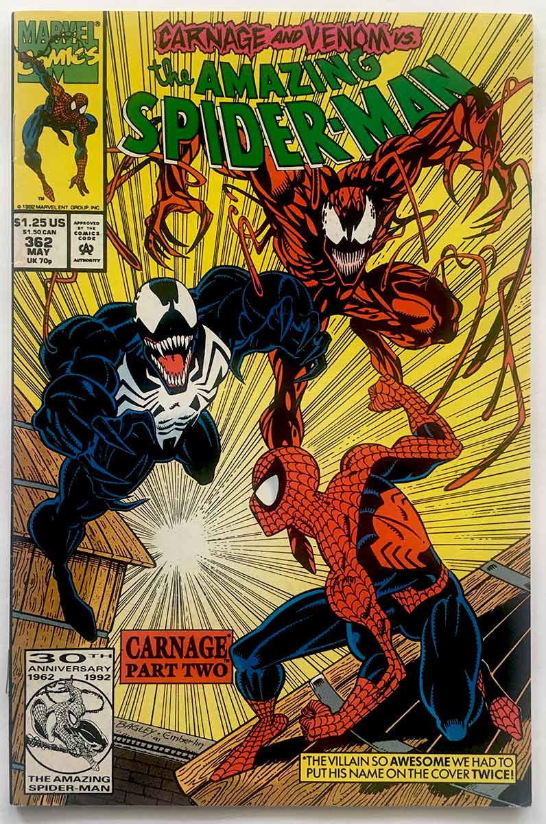 AMAZING SPIDER-MAN # 362 1st Venom vs Carnage Fight - Brooklyn Comic Shop