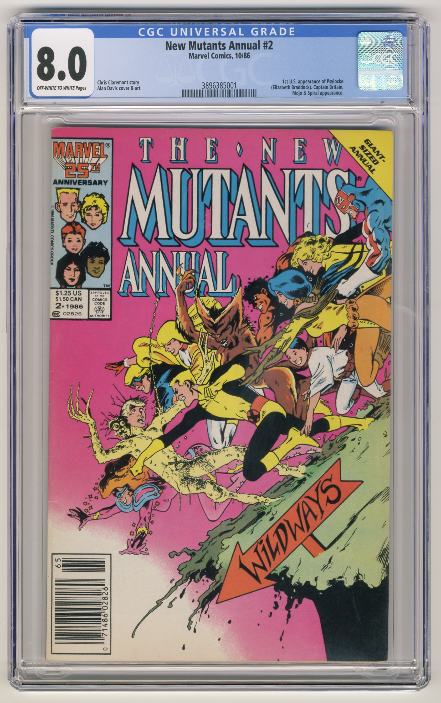 CGC 8.0 NEW MUTANTS ANNUAL # 2 1st App. Psylocke - Brooklyn Comic Shop