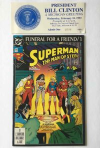 Superman: The Man Of Steel # 20 Funeral For A Friend SIGNED by President Bill Clinton