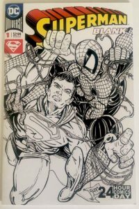 Superman Vs Spider-Man Original Artwork Sketch Cover by Joshua H. Stulman